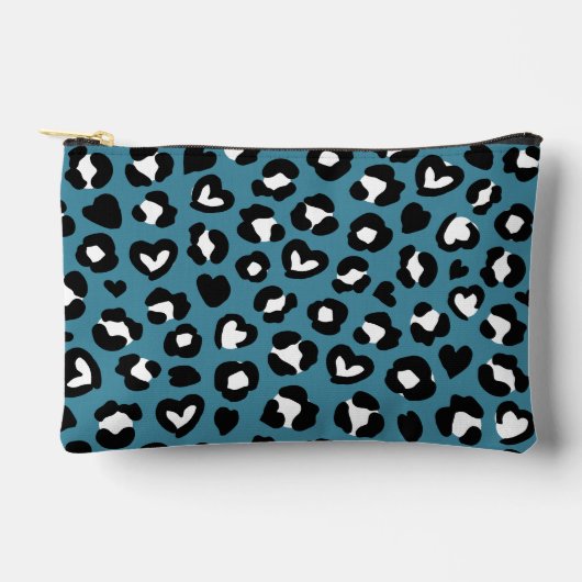 Tierdrucke, Blauer Leopard, Geparden, Herz Zubehörtasche (Vorderseite)