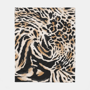 Tierdrucke: Leopard Zebra Tiger Fleecedecke