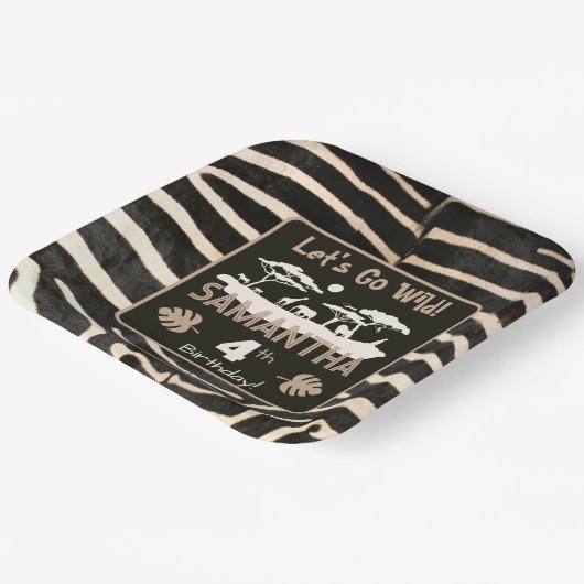 Tierdrucken Zebra Geburtstagspopolette Pappteller (Gewinkelt)