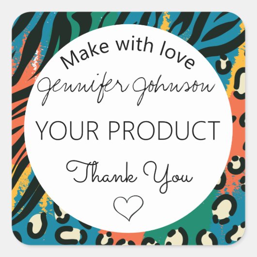 Tierdruckfarbe Quadratischer Aufkleber (Vorderseite)