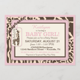 Tierdruckgiraffe und Tutu Jumper Baby Dusche Einladung