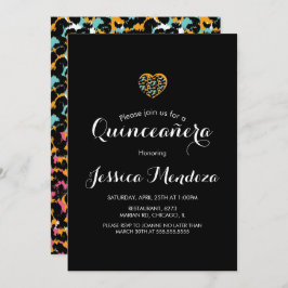 Tierdruckherz Quinceañera Sweet 16 Einladung