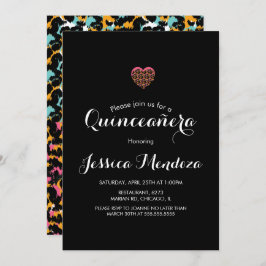 Tierdruckherz Quinceañera Sweet 16 Einladung