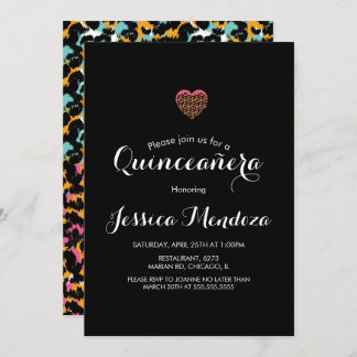 Tierdruckherz Quinceañera Sweet 16 Einladung