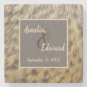 Tierdruckhochzeit Keepake Duck Feather Steinuntersetzer (Vorderseite)