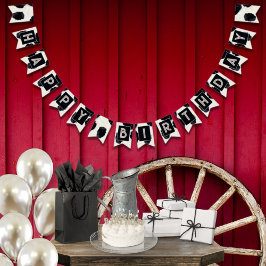 Tierdruckkuh Black Birthday Bunting Banner