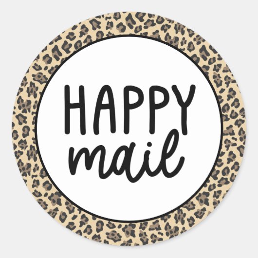 Tierdruckleopard - Happy Mail Runder Aufkleber (Vorderseite)