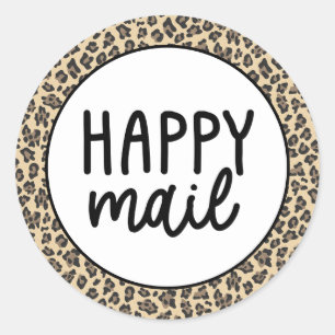 Tierdruckleopard - Happy Mail Runder Aufkleber