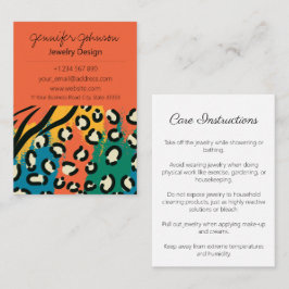 Tierdruckorangefarbene Juwelierpflegekarten Visitenkarte