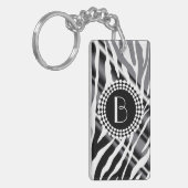 Tierdruckzebra-Muster und Monogramm Schlüsselanhänger (Vorderseite links)