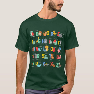 Tiere Alphabet Tiere ABCs Lernen Junge T-Shirt