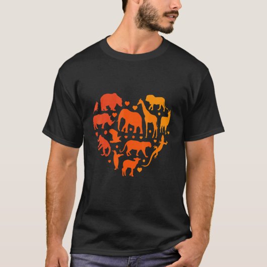Tiere als Herz T-Shirt (Vorderseite)