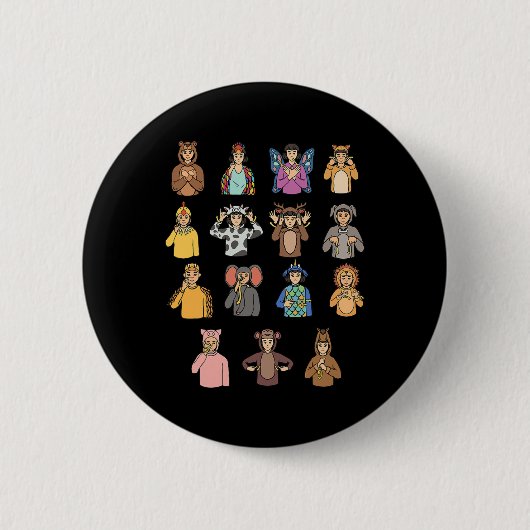 Tiere ASL Hand Gesture Deaf Hörverlust Awarene Button (Vorderseite)