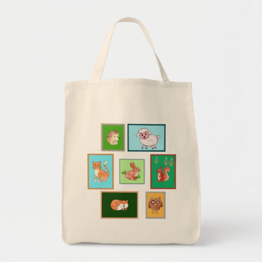 Tiere auf Briefmarken Tragetasche (Vorne)