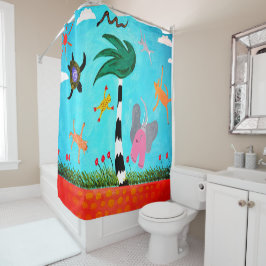 Tiere auf dem Windduschvorhang Duschvorhang