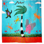 Tiere auf dem Windduschvorhang Duschvorhang (Vorderseite)