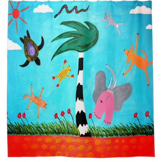 Tiere auf dem Windduschvorhang Duschvorhang (Vorderseite)