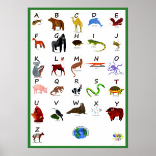 TIERE AUF DER WELT ABC-PLAKAT POSTER