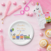 Tiere auf einer Zug-Babyparty Pappteller (Party)