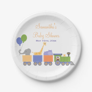 Tiere auf einer Zug-Babyparty Pappteller