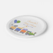 Tiere auf einer Zug-Babyparty Pappteller (Schrägansicht)