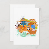 Tiere auf Noahs Art Einladungen (Vorne/Hinten)