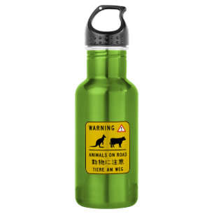Tiere auf Straße, Warnzeichen, Australien Trinkflasche