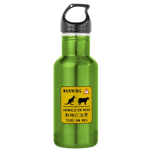 Tiere auf Straße, Warnzeichen, Australien Trinkflasche (Vorderseite)