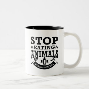 Tiere aufhören zu essen zweifarbige tasse