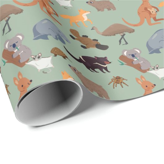Tiere aus Australien Aussie Wildlife Geschenkpapier (Rolleneckpunkt)