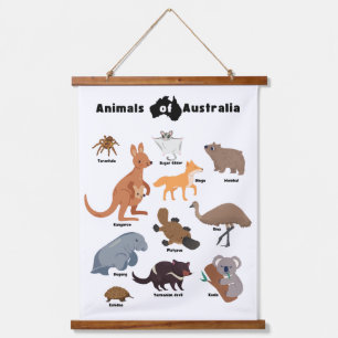 Tiere aus Australien Aussie Wildlife Wandteppich Mit Holzrahmen