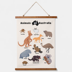 Tiere aus Australien Aussie Wildlife Wandteppich Mit Holzrahmen