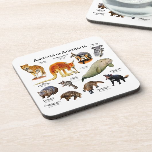 Tiere aus Australien Getränkeuntersetzer (Linke Seite)