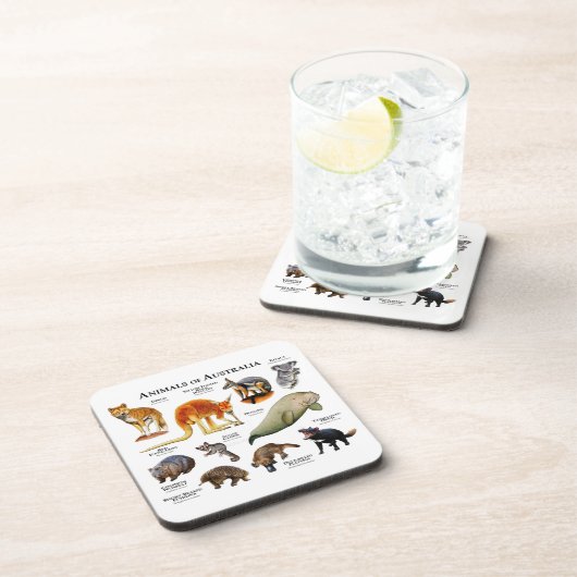 Tiere aus Australien Getränkeuntersetzer (Rechte Seite)