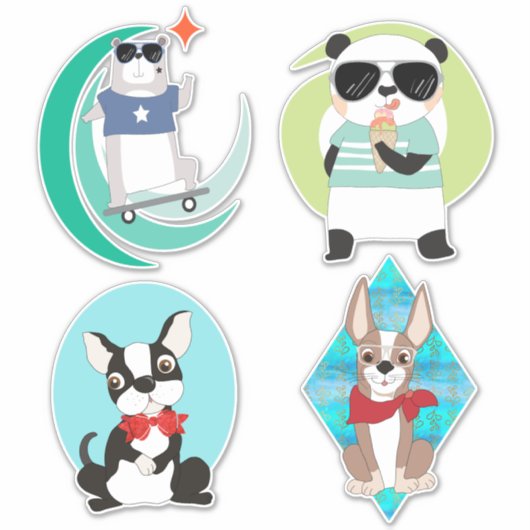 Tiere aus coolen Hipstern Aufkleber (Vorderseite)