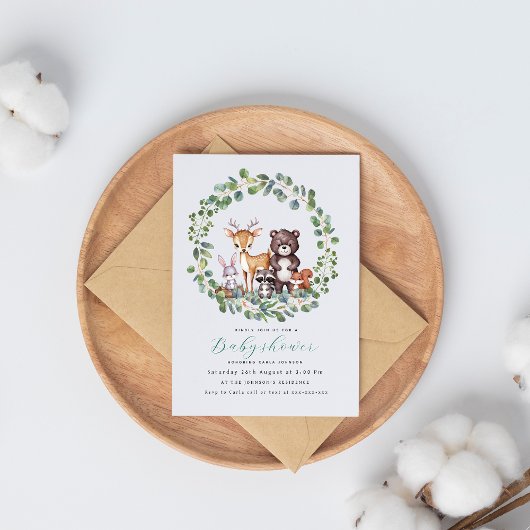 Tiere aus Holz - Baby-Dusche Einladung