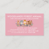 Tiere Baby Bear Fox Raccoon Kaninchen rosa Visitenkarte (Rückseite)