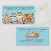 Tiere Baby Bear Fox Raccoon Rabbit blau Visitenkarte (Vorne/Hinten)