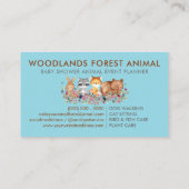 Tiere Baby Bear Fox Raccoon Rabbit blau Visitenkarte (Rückseite)