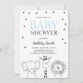 Tiere Baby-Dusche laden Zoo Safari Jungle Boy Einladung (Vorderseite)