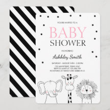 Tiere Baby Dusche laden Zoo Safari Jungle Girl ein