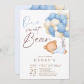 Tiere Bärenpadel Junge 1. Geburtstag Party Einladung (Vorne/Hinten)