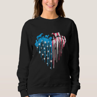 Tiere Bauer Herz Amerikanische Flagge 4. Juli Pat Sweatshirt