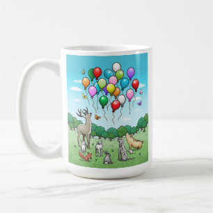 Tiere beobachten die farbenfrohen Luftballons Kaffeetasse