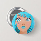 TIERE CARTOON GIRL BUTTON (Vorne & Hinten)