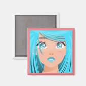 TIERE CARTOON GIRL MAGNET (Vorderseite/Rückseite)
