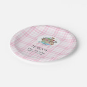 Tiere der Arche Noah Pink Gingham Pappteller (Schrägansicht)