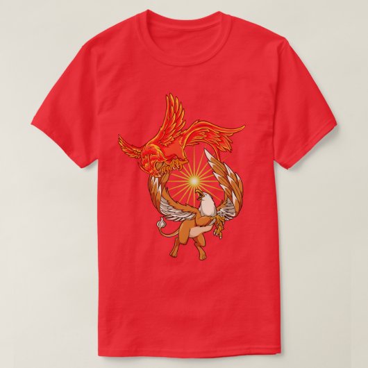 Tiere der Mythologie Phoenix vs. Greifen T-Shirt (Design vorne)