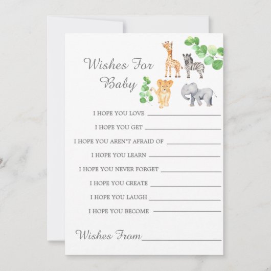 Tiere der Waldsafari möchten eine Kinderkarte beko (Vorderseite)