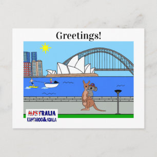 Tiere der Welt, Australien: Känguru & Koala Feiertagspostkarte